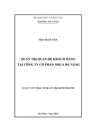 Luận văn quản trị quan hệ khách hàng tại công ty cổ phần nhựa đà nẵng