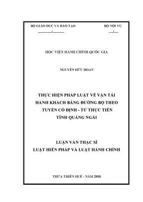 Luận văn thực hiện pháp luật về vận tải hành khách bằng đường bộ theo tuyến cố định từ thực tiễn tỉnh quảng ngãi