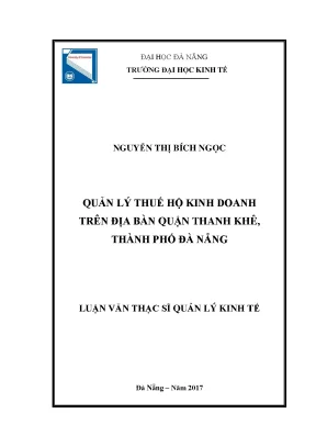 Luận văn quản lý thuế hộ kinh doanh trên địa bàn quận thanh khê thành phố đà nẵng