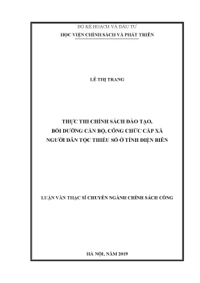 Luận văn thực thi chính sách đào tạo bồi dưỡng cán bộ công chức cấp xã người dân tộc thiểu số ở tỉnh điện biên