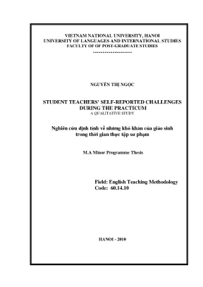 Luận văn thạc sĩ student teachers self reported challenges during the practicum a qualitative study