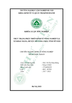 Thực trạng phát triển kinh tế nông nghiệp tại xã khao mang huyện mù cang chải tỉnh yên bái