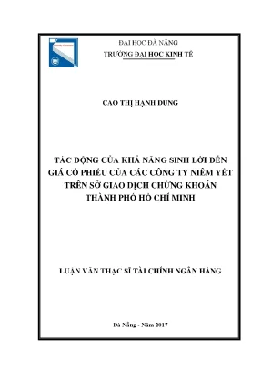 Luận văn tác động của khả năng sinh lời đến giá cổ phiếu cảu các công ty niêm yết trên sở giao dịch chứng khoán thành phố hố chí minh