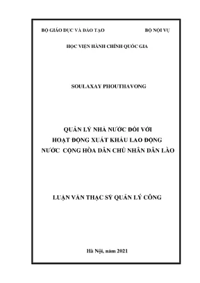 Luận văn quản lý nhà nước đối với hoạt động xuất khẩu lao động nước cộng hòa dân chủ nhân dân lào