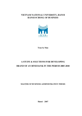 Luận văn thạc sĩ a study solutions for developing brand of anbinh bank in the period 2005 2010 60 34 05