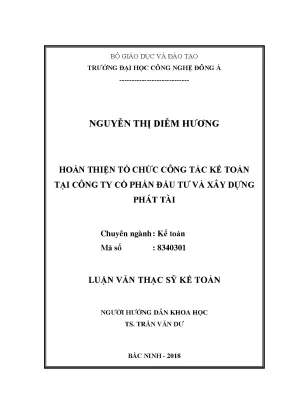 Hoàn thiện tổ chức công tác kế toán tại công ty cổ phần đầu tư và xây dựng phát tài