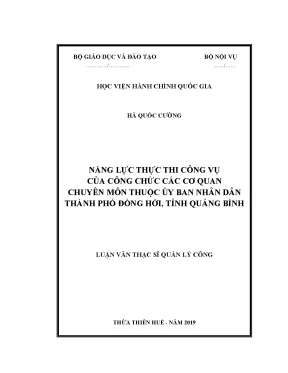 Luận văn năng lực thực thi công vụ của công chức các cơ quan chuyên môn thuộc ủy ban nhân dân thành phố đồng hới tỉnh quảng bình