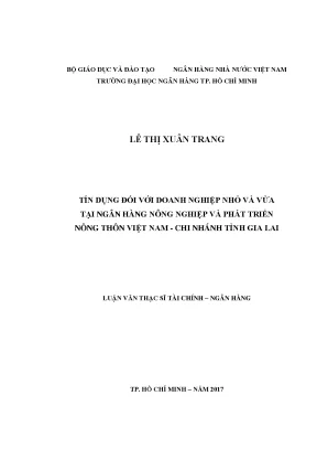 Luận văn thạc sĩ tín dụng đối với doanh nghiệp nhỏ và và vừa tại ngân hàng nông nghiệp và phát triển nông thôn việt nam chi nhánh tỉnh gia lai