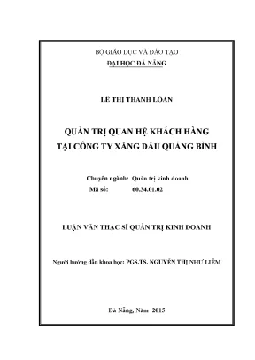 Luận văn quản trị quan hệ khách hàng tại công ty xăng dầu quảng bình