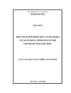 Luận văn phân tích tình hình cho vay hộ nghèo tại ngân hàng chính sách xã hội chi nhánh tỉnh đăk nông