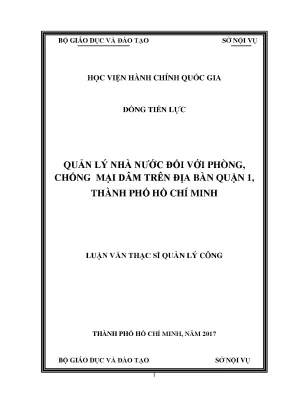 Luận văn quản lý nhà nước đối với phòng chống mại dâm trên địa bàn quận 1 thành phố hồ chí minh