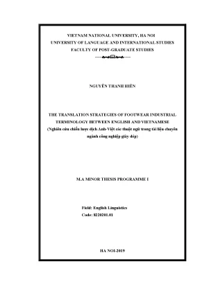 Luận văn thạc sĩ the translation strategies of footwear industrial terminology between english and vietnames