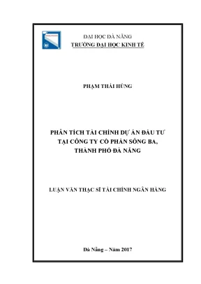 Luận văn phân tích tài chính dự án đầu tư tại công ty cổ phần sông ba thành phố đà nẵng