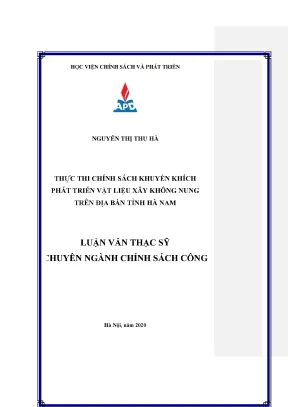 Luận văn thực thi chính sách khuyến khích phát triển vật liệu xây không nung trên địa bàn tỉnh hà nam