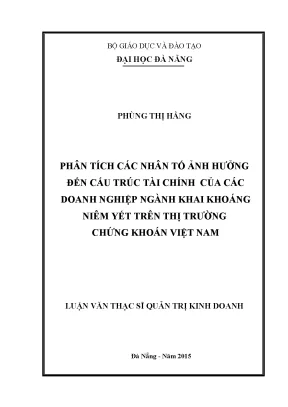 Luận văn phân tích các nhân tố ảnh hưởng đến cấu trúc tài chính của các doanh nghiệp ngành khai khoán niêm yết trên thị trường chứng khoán việt nam