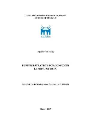 Luận văn thạc sĩ business strategy for consumer lending of hsbc