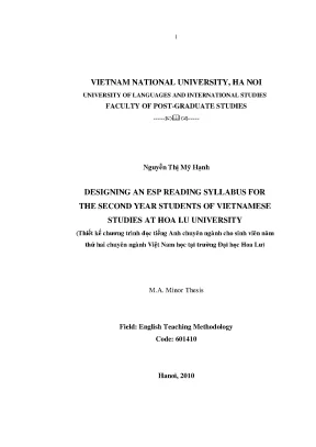 Luận văn thạc sĩ designing an esp reading syllabus for the second year students of vietnamese studies at hoa lu university
