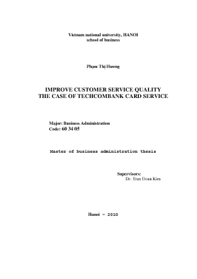 Luận văn thạc sĩ improve customer service quality the case of techcombank card service