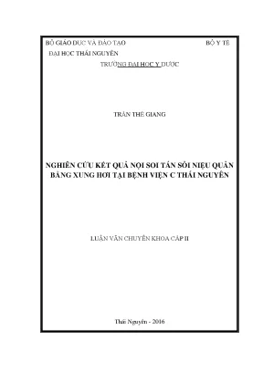 Nghiên cứu kết quả nội soi tán sỏi niệu quản bằng xung hơi tại bệnh viện c thái nguyên