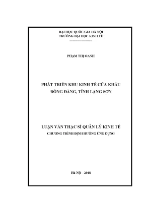 Luận văn thạc sĩ phát triển khu kinh tế cửa khẩu đồng đăng tỉnh lạng sơn