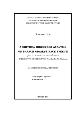 Luận văn thạc sĩ phân tích diễn ngôn phê phán bài diễn văn về chủng tộc của barack obama m a thesis linguistic 60 22 15