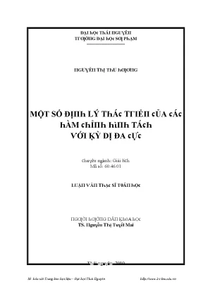 Luận văn một số định lý thác triển của các hàm chỉnh hình tách với kỳ dị đa cực