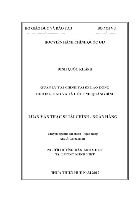 Luận văn quản lý tài chính tại sở lao động thương binh và xã hội tỉnh quảng bình