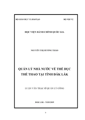 Luận văn quản lý nhà nước về thể dục thể thao tại tỉnh đắk lắk