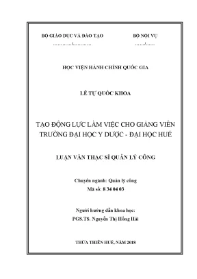 Luận văn tạo động lực làm việc cho giảng viên trường đại học y dược đại học huế