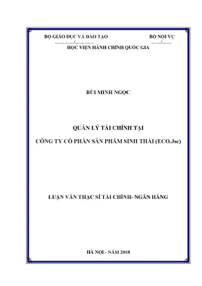 Luận văn quản lý tài chính tại công ty cổ phần sinh thái eco jsc