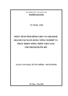 Luận văn phân tích tình hình cho vay hộ kinh doanh tại ngân hàng nông nghiệp và phát triển nông thôn việt nam chi nhánh buôn hồ