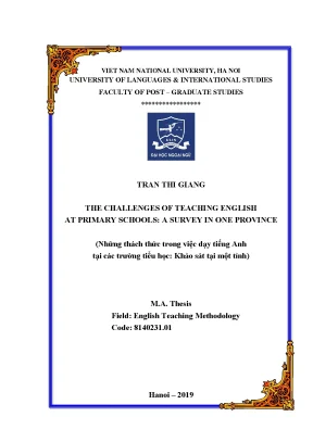 Luận văn thạc sĩ the chanllenges of teaching english at primary schools a survey in one province