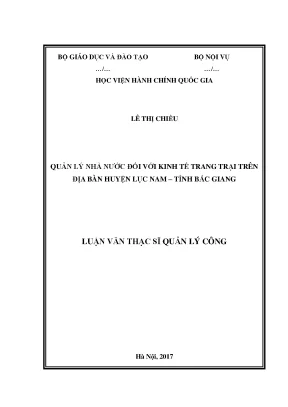 Luận văn quản lý nhà nước đối với kinh tế trang trại trên địa bàn huyển lục nam tỉnh bắc giang