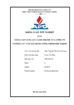 Luận văn nâng cao năng lực cạnh tranh của công ty cổ phần tư vấn xây dựng công trình phú thịnh