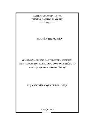 Luận văn thạc sĩ quản lý chất lượng đào tạo cử nhân sư phạm theo tqm và ứng dụng công nghệ thông tin trong đại học đa ngành đa lĩnh vực