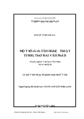 Luận văn một số cách tân nghệ thuật trong thơ mai văn phấn