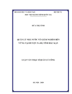Luận văn quản lý nhà nước về giảm nghèo bền vững tại huyện na rì tỉnh bắc kan