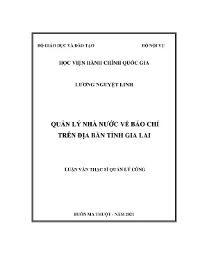 Luận văn quản lý nhà nước về báo chí trên địa bàn tỉnh gia lai