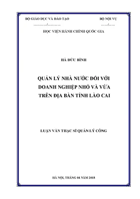 Luận văn quản lý nhà nước đối với các doanh nghiệp nhỏ và vừa trên địa bàn tỉnh lào cai