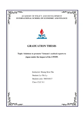 Luận văn solutions to promote vietnams seafood exports to japan under the impact of the cptpp