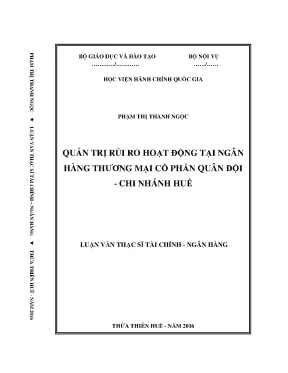 Luận văn quản trị rủi ro hoạt động tại ngân hàng thương mại cổ phần quân đội chi nhánh huế