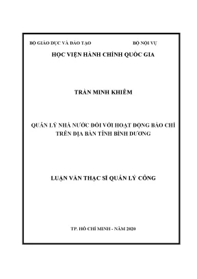 Luận văn quản lý nhà nước đối với hoạt động báo chí trên địa bàn tỉnh bình dương