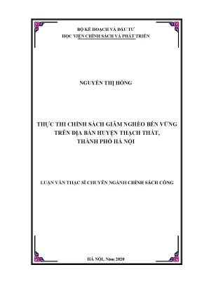 Luận văn thực thi chính sách giảm nghèo bền vững trên địa bàn huyện thạch thất thành phố hà nội