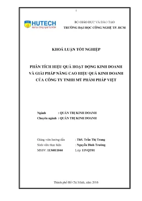 Luận văn phân tích hiệu quả hoạt động kinh doanh và các giải pháp nâng cao hiệu quả hoạt động kinh doanh tại công ty tnhh mỹ phẩm pháp việt