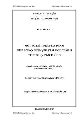 Luận văn một số biện pháp sư phạm giúp đỡ học sinh yếu kém môn toán 11 trung học phổ thông