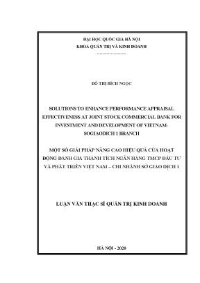 Luận văn thạc sĩ solutions to enhance performance appraisal effectiveness at joint stock commercial bank for investment and development of vietnam sogiaodich 1 branch