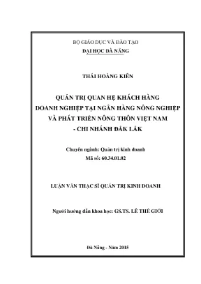 Luận văn quản trị quan hệ khách hàng doanh nghiệp tại ngân hàng nn ptnt việt nam chi nhánh đắk lắk