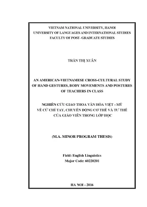 Luận văn thạc sĩ an american vietnamese cross cultural study of hand gestures body movements and postures of teachers in class