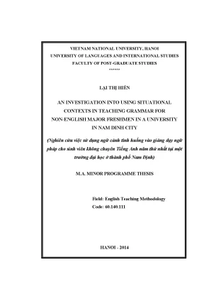 Luận văn thạc sĩ an investigation into using situational contexts in teaching grammar for non english major freshmen in a university in nam dinh city