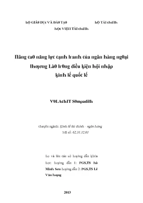 Luận văn nâng cao năng lực cạnh tranh của ngân hàng ngoại thương lào trong điều kiện hội nhập kinh tế quốc tế